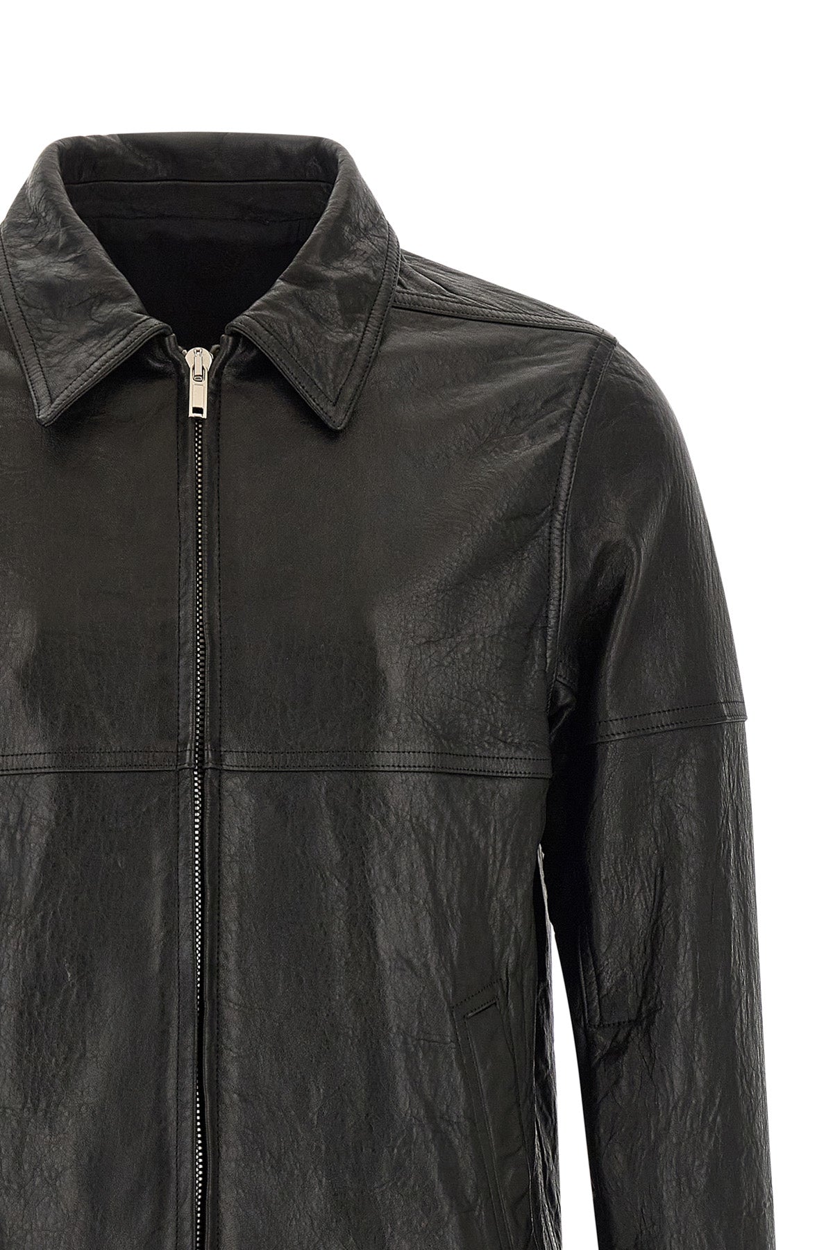 brad hammered leather jacket