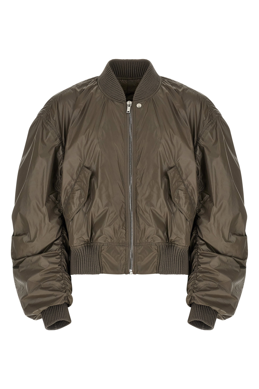 RICK OWENS 50 secchia flight bomber jacket in slightly padded shiny technical fabric