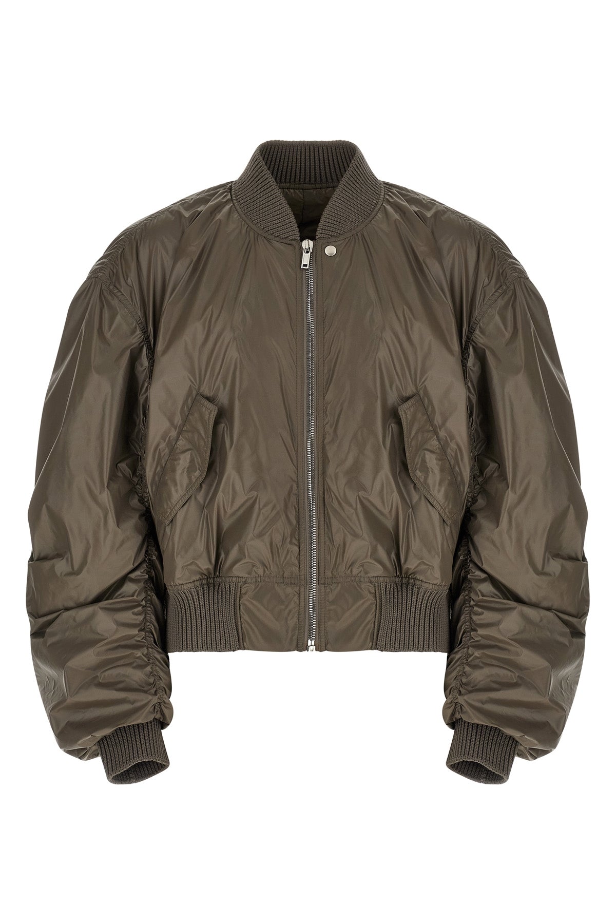 secchia flight bomber jacket in slightly padded shiny technical fabric