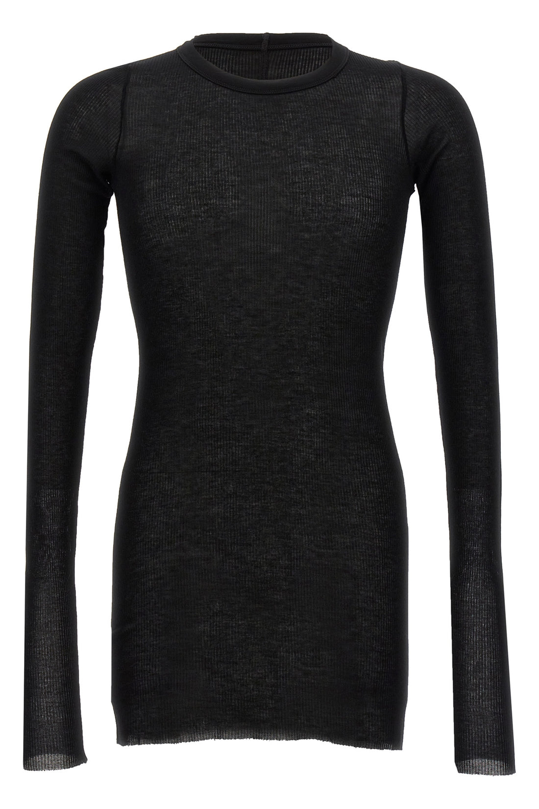 RICK OWENS L rib ls t ribbed viscose and stretch silk blend t-shirt