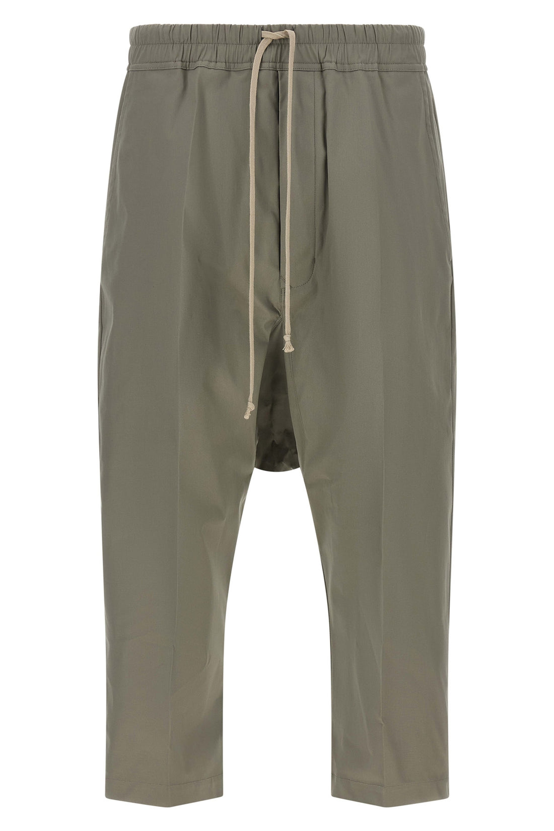 RICK OWENS 48 drawstring cropped trousers in cotton poplin of medium weight