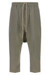 drawstring cropped trousers in cotton poplin of medium weight