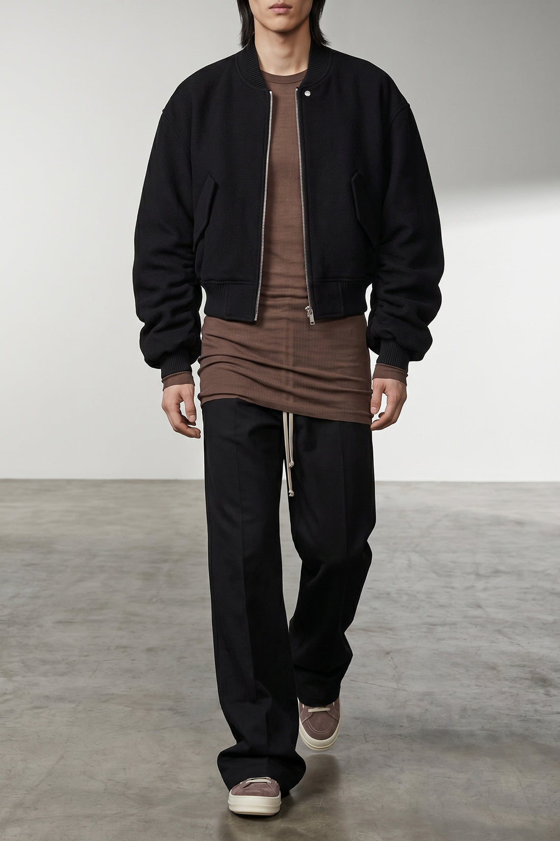 RICK OWENS 48 secchia flight wool cloth bomber jacket