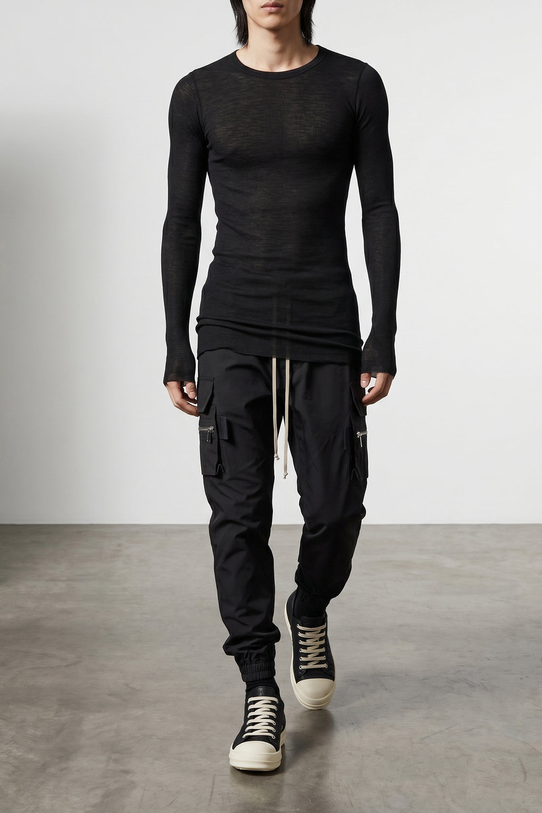 RICK OWENS 40 low sneaks python-effect hammered leather sneakers