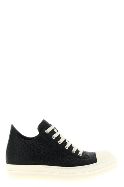 low sneaks python-effect hammered leather sneakers