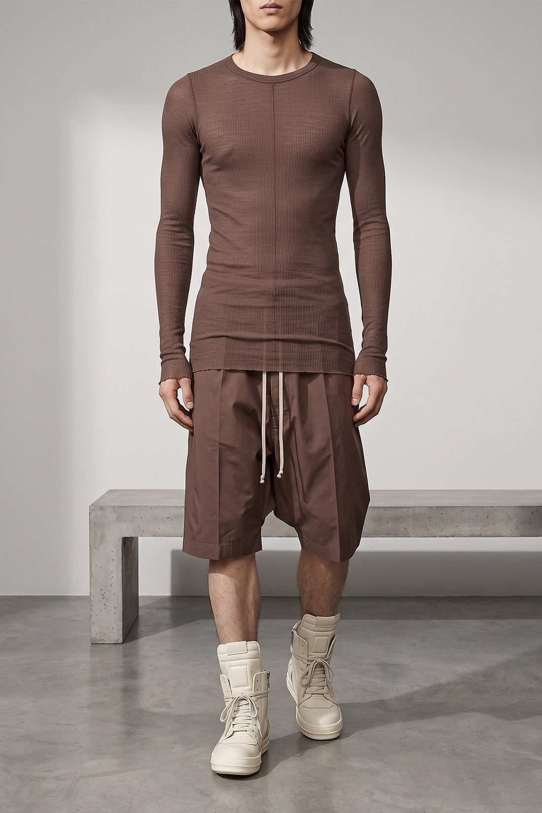 RICK OWENS 43 the rick owens geobasket sneakers feature a monumental high-top silhouette