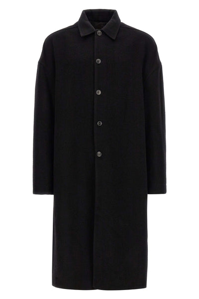 buttoned brad straight coat in wool