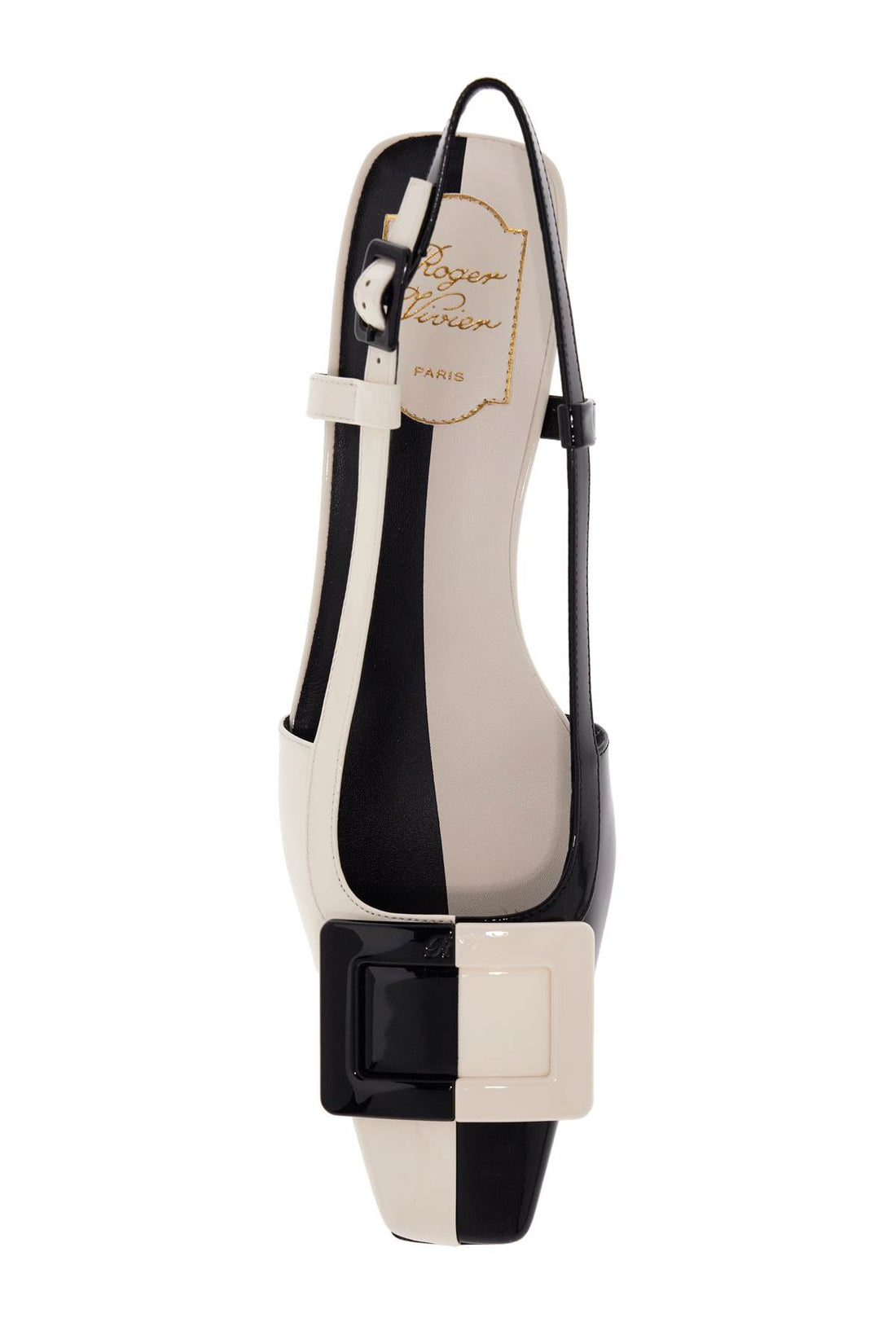 belle vivier two-tone patent leather sling