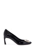 belle vivier t.70 black calfskin pumps with metal buckle