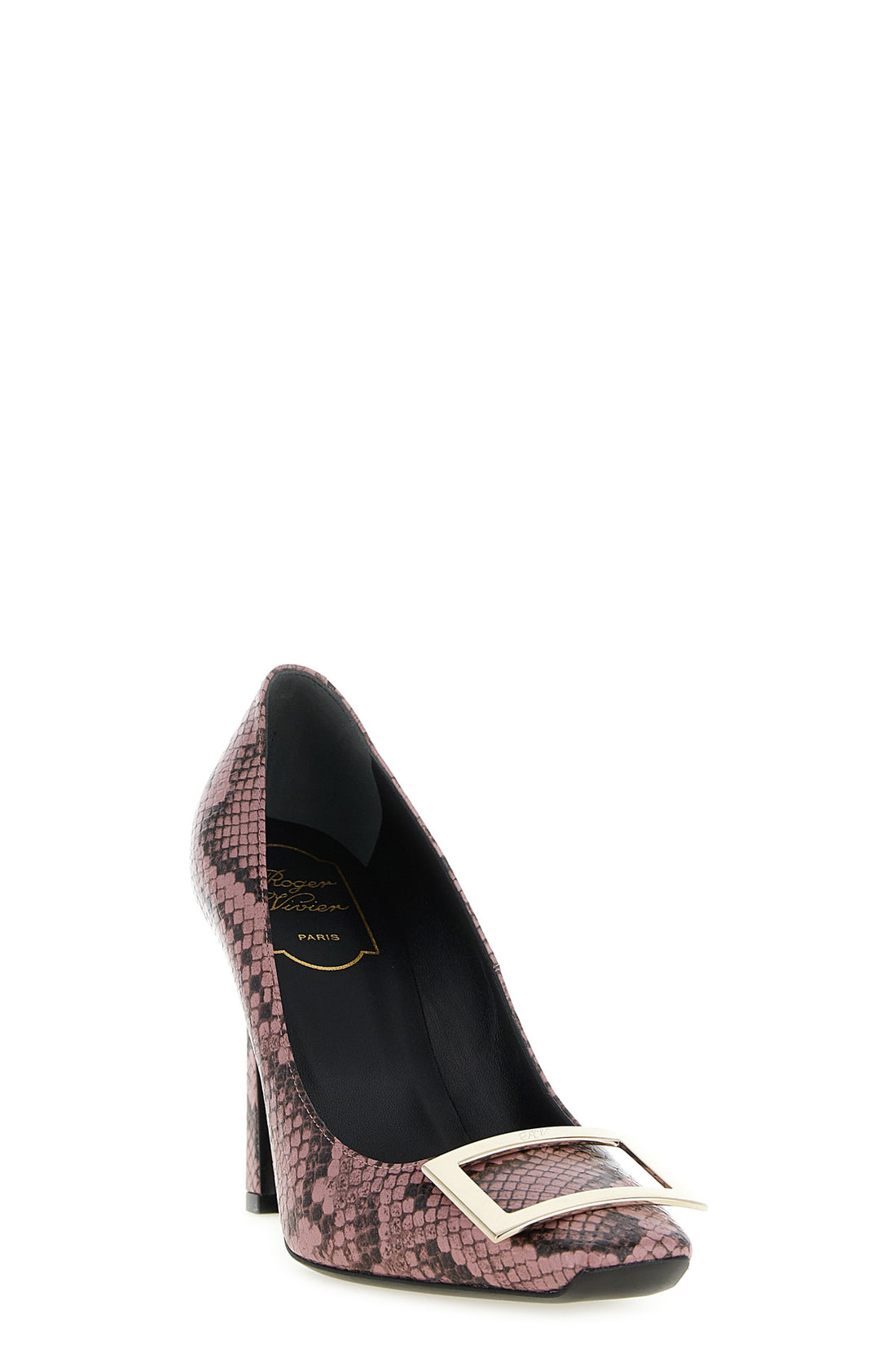 ROGER VIVIER 35.5 python print leather pumps