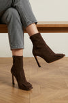 trompette stretch suede ankle boots