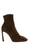 trompette stretch suede ankle boots