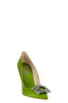 flower strass satin pumps