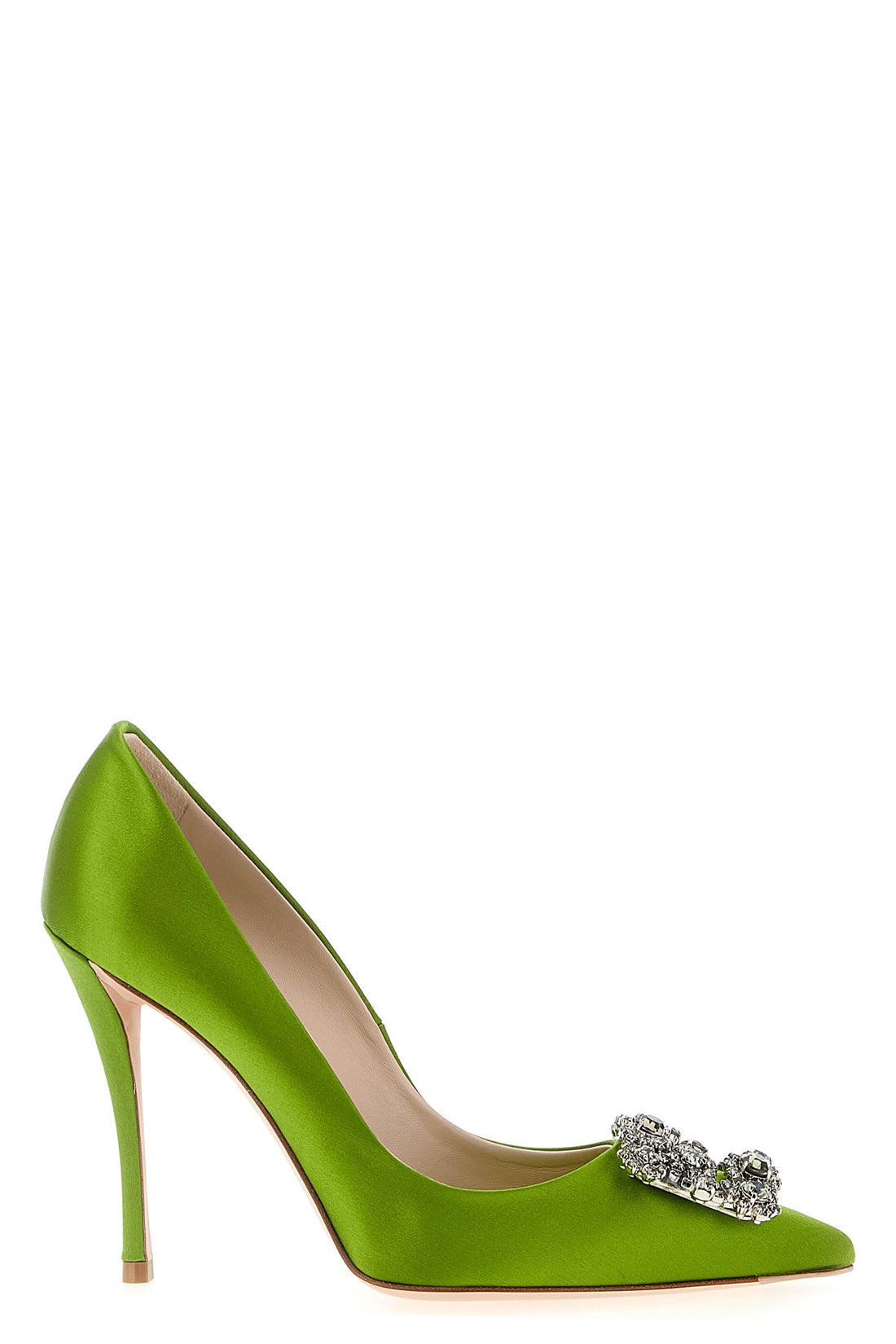 ROGER VIVIER 38.5 flower strass satin pumps