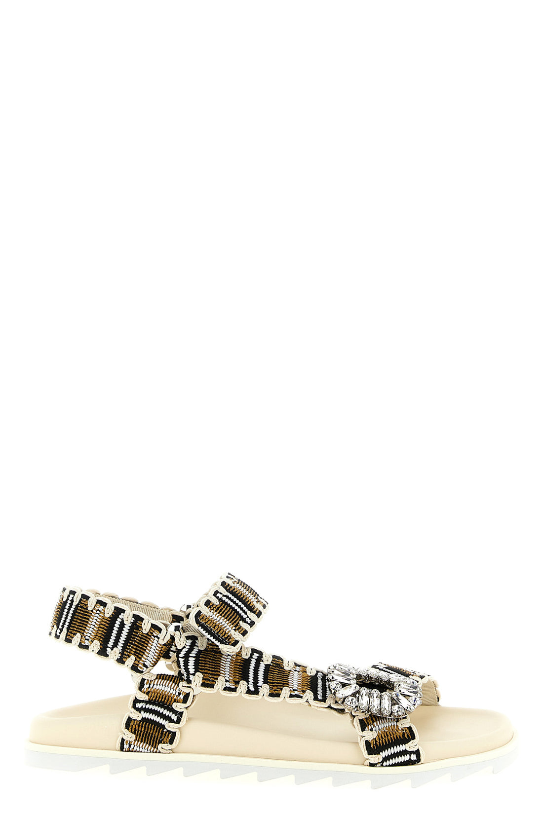 ROGER VIVIER 36 trek slidy viv woven fabric sandals