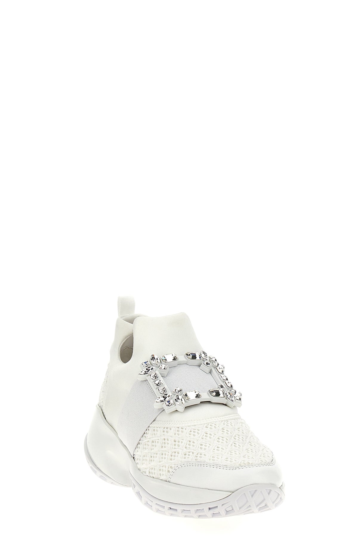 viv run sneakers in quilted mesh and scuba-effect fabric