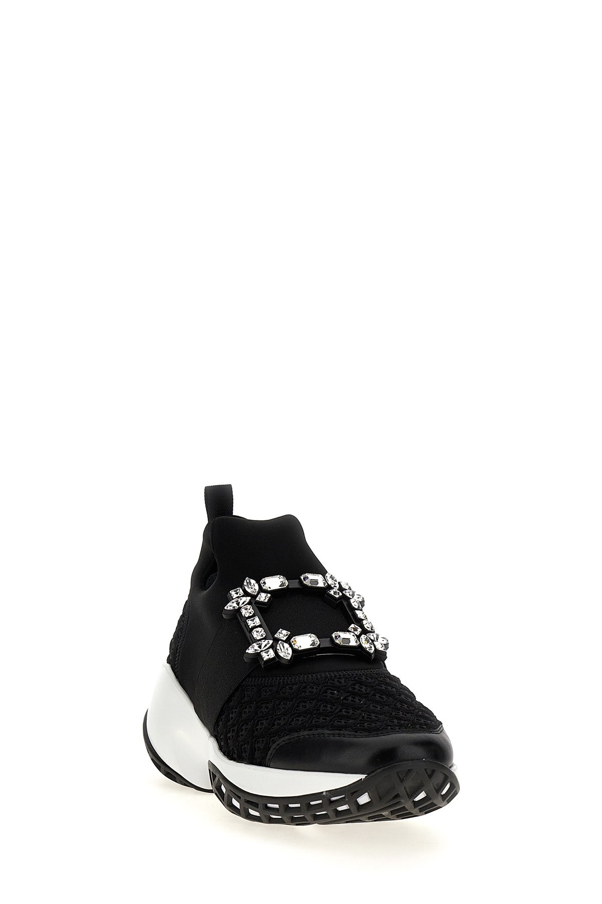 viv run sneakers in quilted mesh and scuba-effect fabric