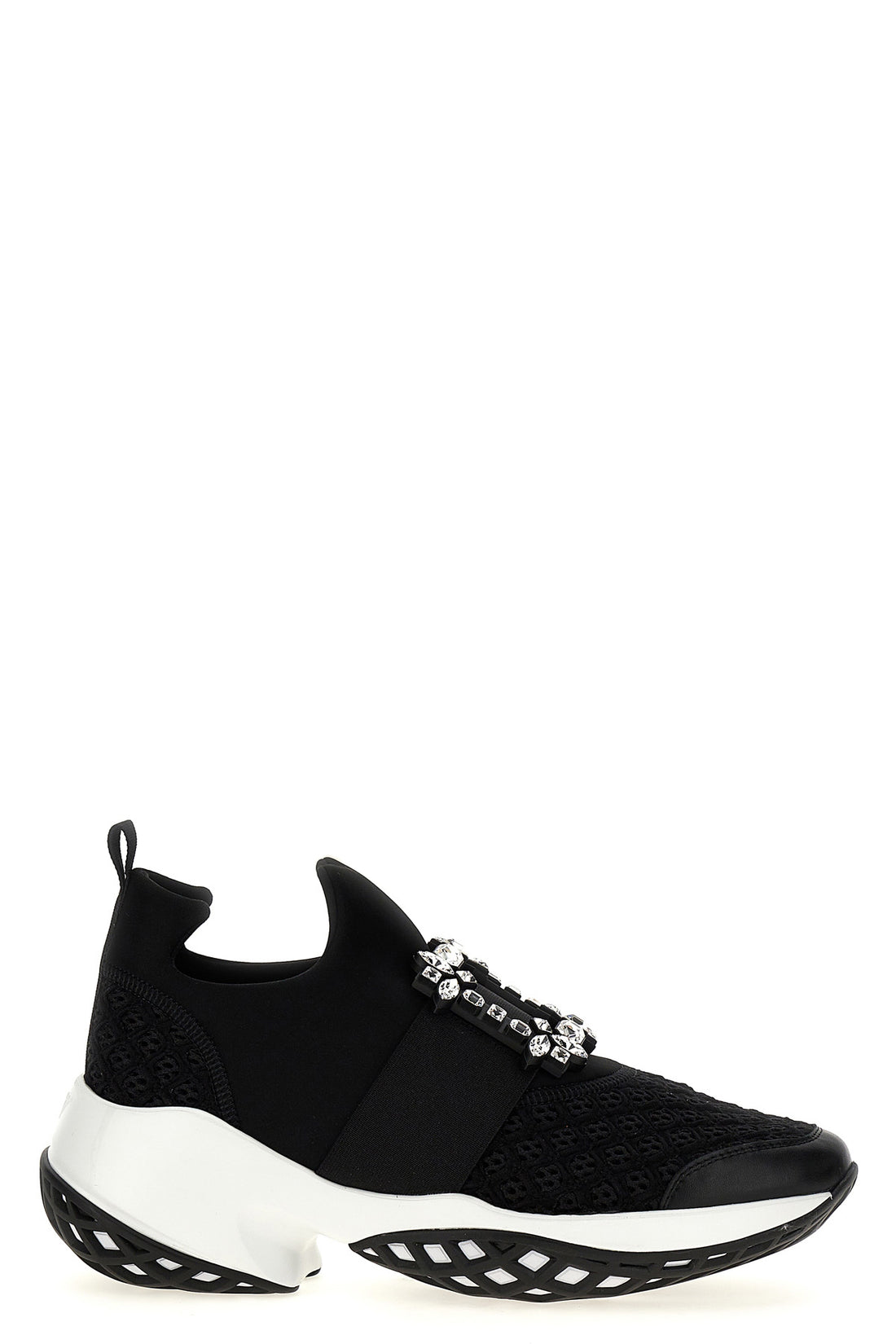 ROGER VIVIER 37.5 viv run sneakers in quilted mesh and scuba-effect fabric