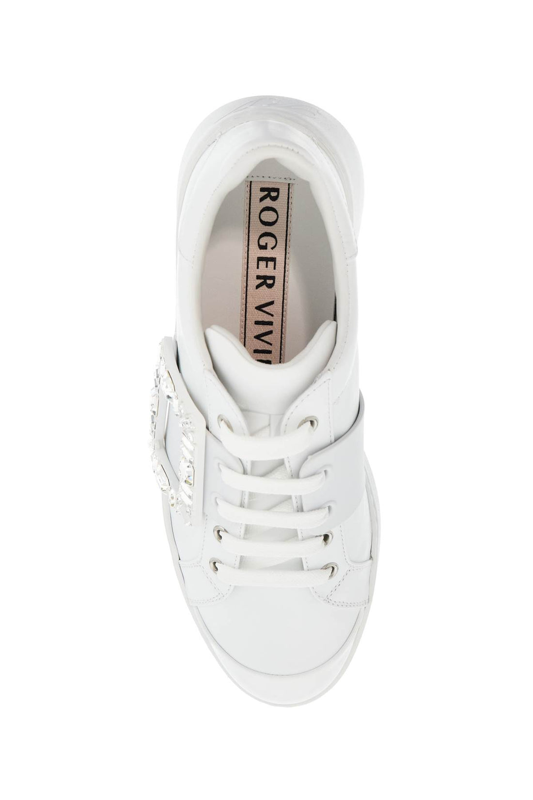 white leather sneakers viv skate with rhinestones