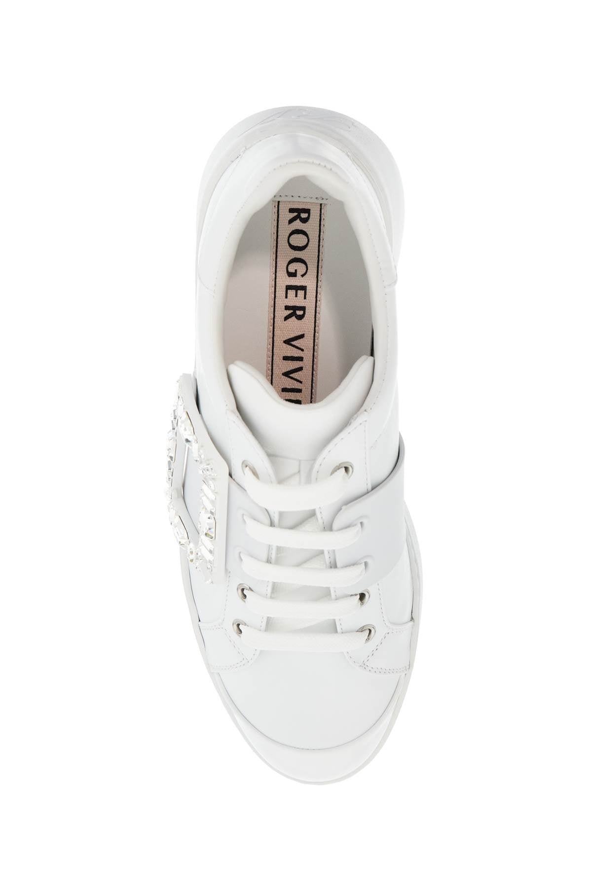 white leather sneakers viv skate with rhinestones