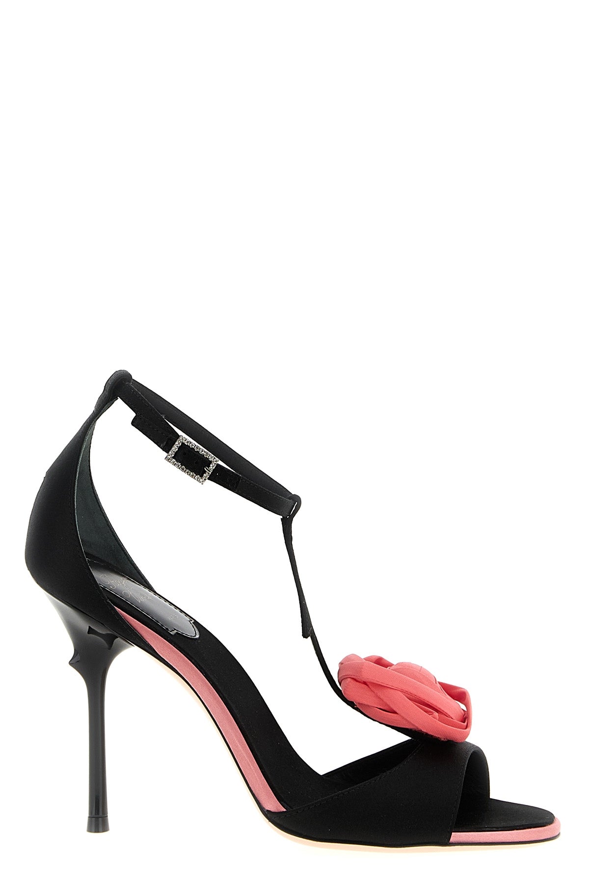 rose vivier sandals in satin and silk blend