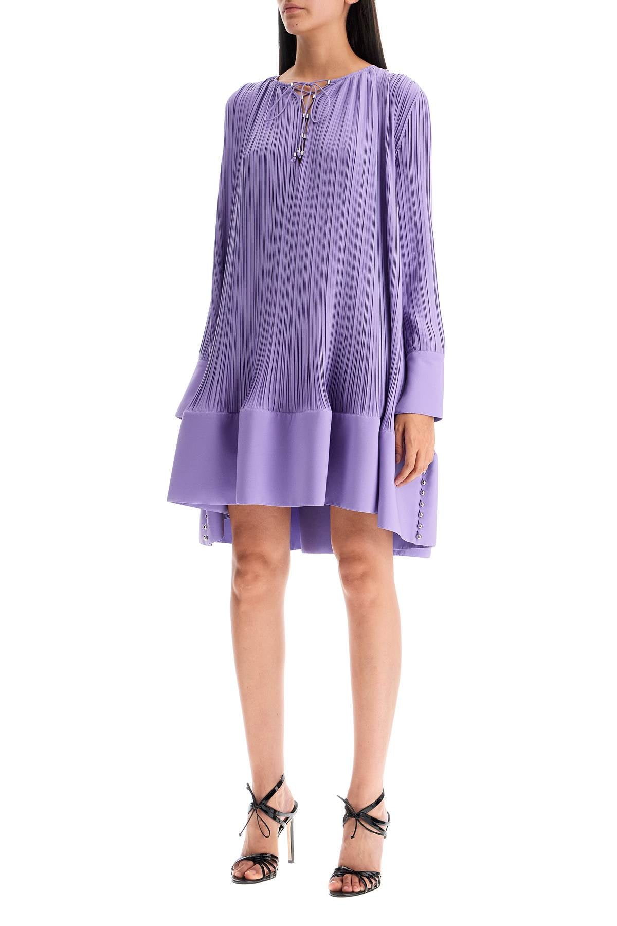 short pleated dress with ruffles