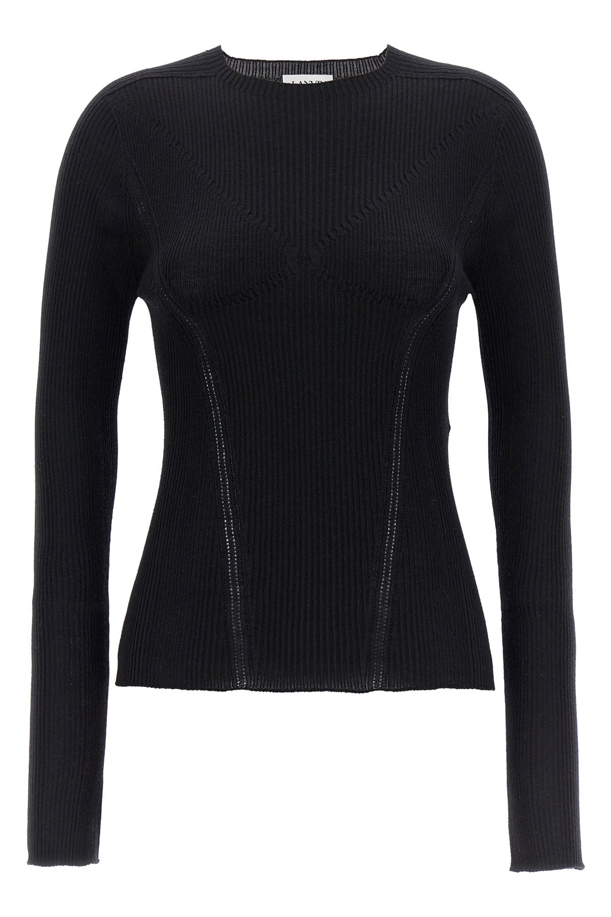 ribbed crewneck sweater in cashmere blend