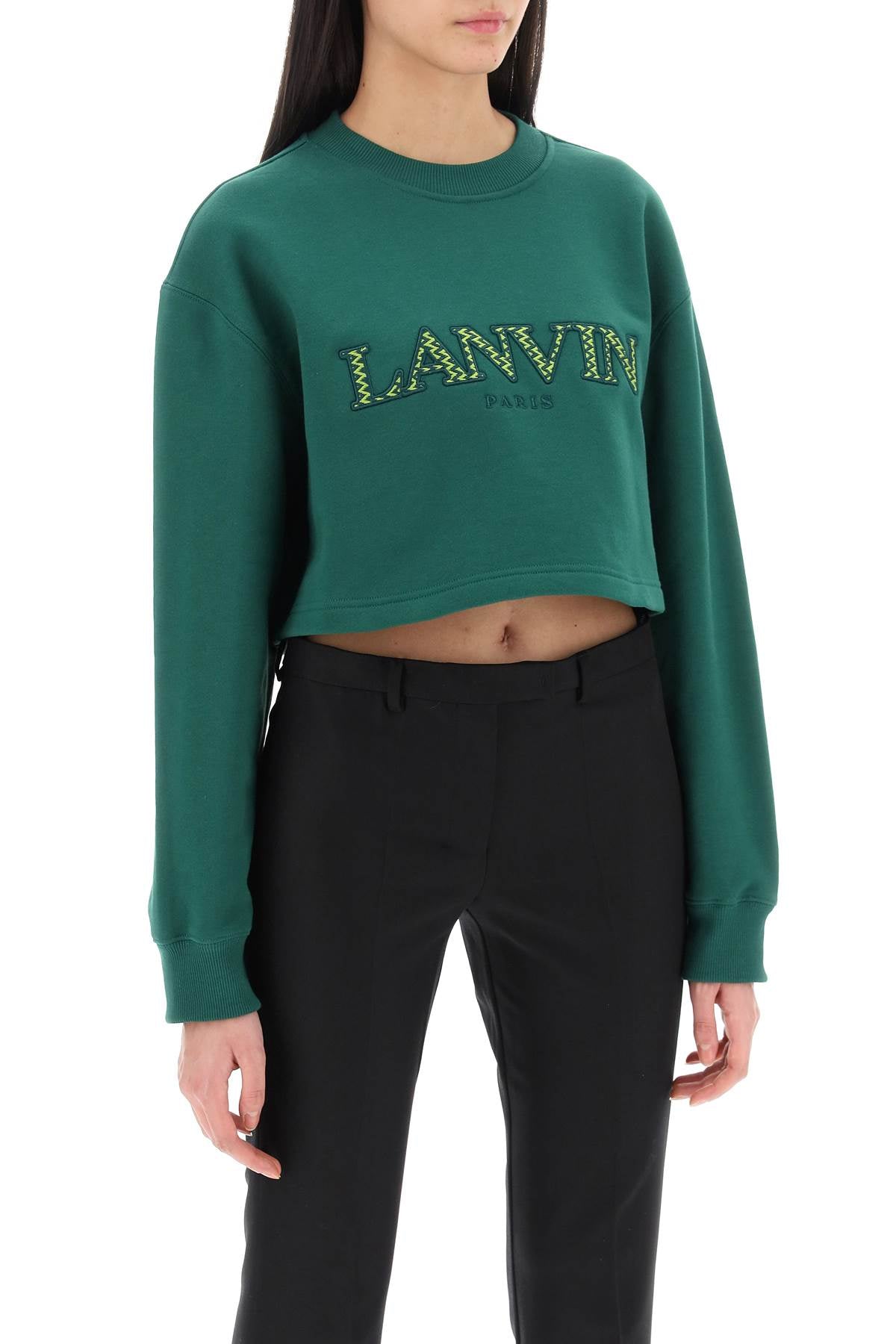 cropped sweatshirt with embroidered logo patch