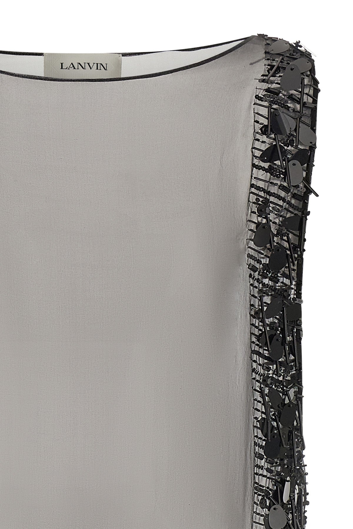 the lanvin tunic mini dress in pure silk represents an exercise in haute couture