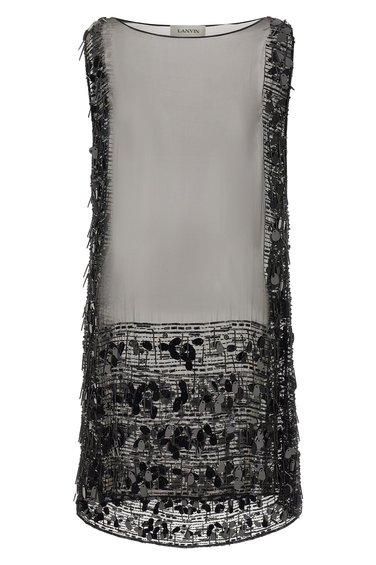 the lanvin tunic mini dress in pure silk represents an exercise in haute couture
