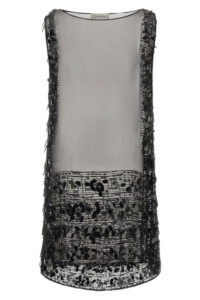 the lanvin tunic mini dress in pure silk represents an exercise in haute couture
