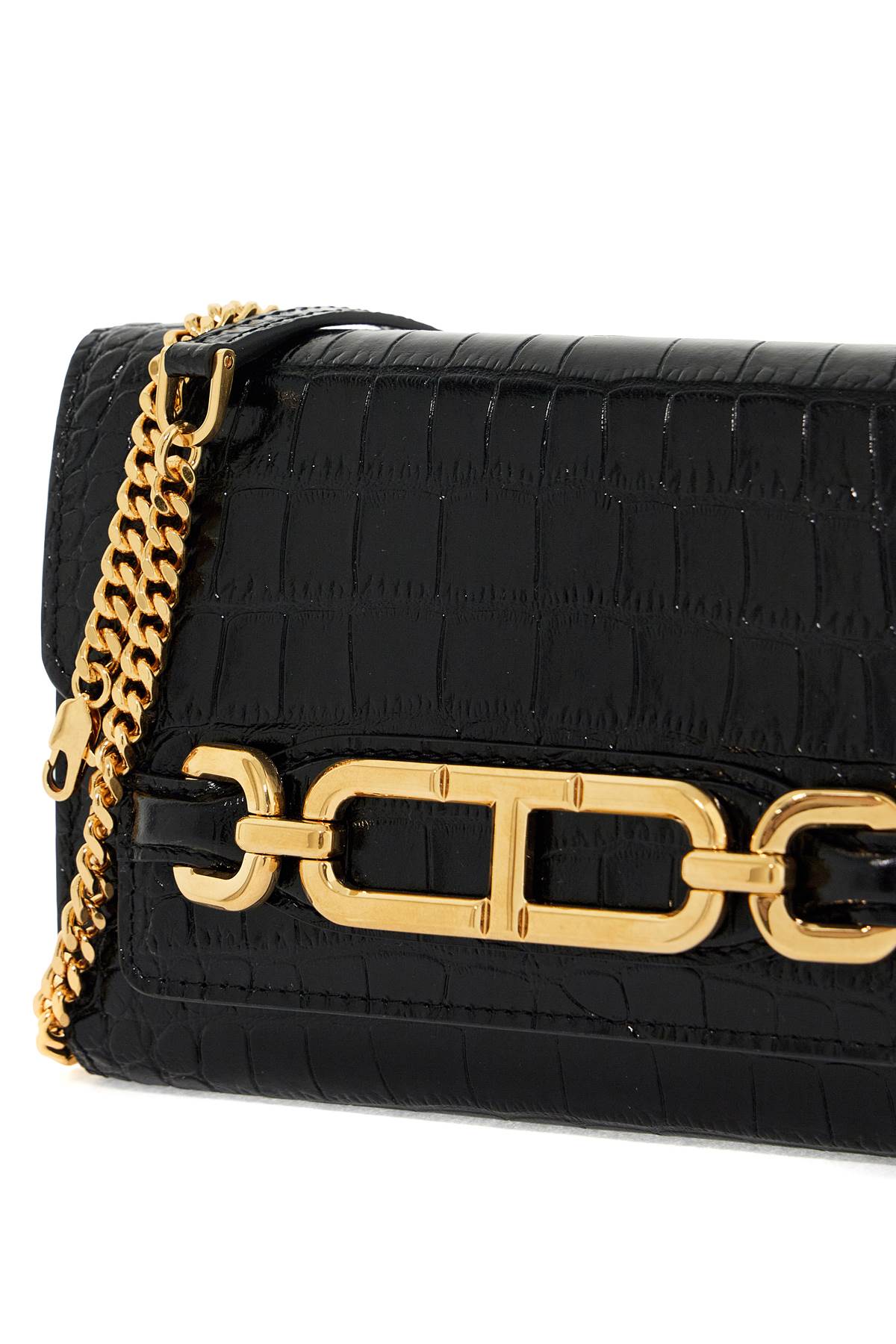 &quot;embossed crocodile leather mini clutch