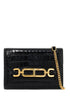 "embossed crocodile leather mini clutch