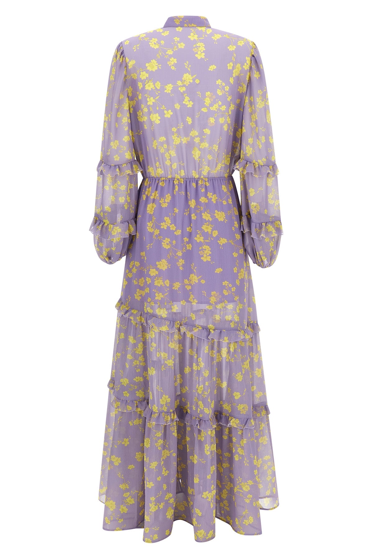 long dress in floral patterned chiffon