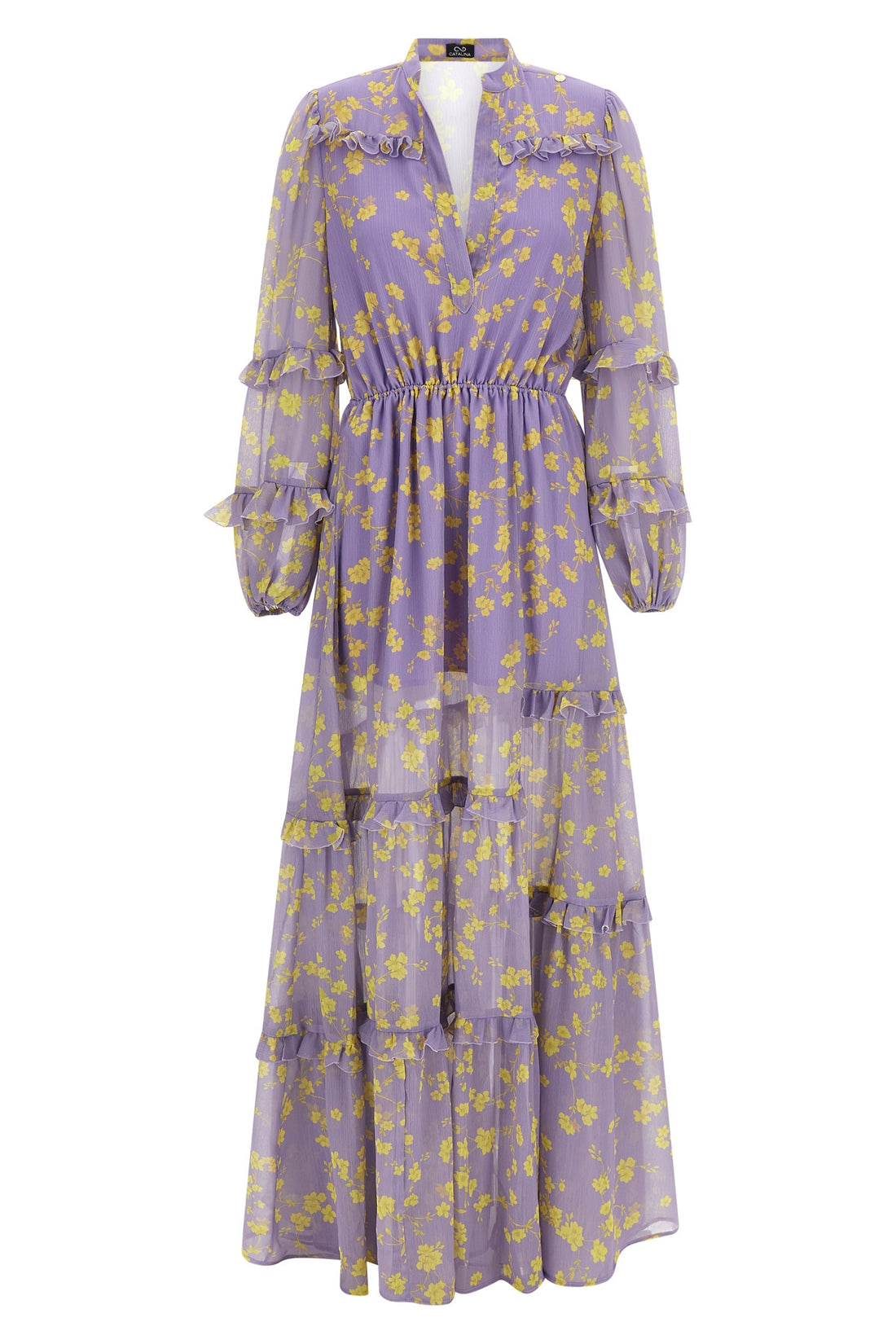 CATALINA 42 long dress in floral patterned chiffon