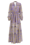 long dress in floral patterned chiffon