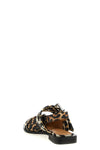 leopard satin feminine buckle slingbacks in leopard-print fabric
