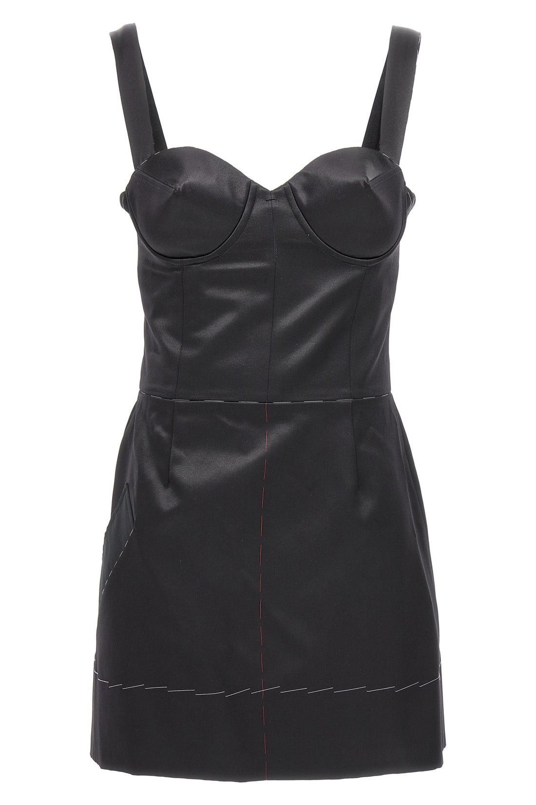 MAISON MARGIELA 40 abito in misto seta con corsetto e coppe a punta rigide
