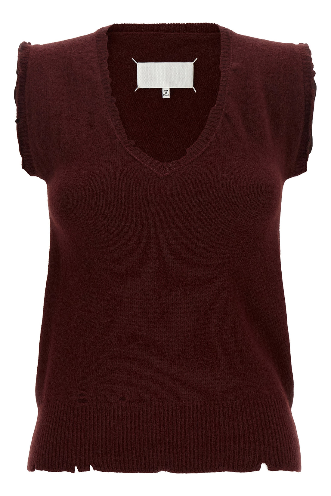 MAISON MARGIELA L the maison margiela vest redefines the codes of knitwear through a lived and dec