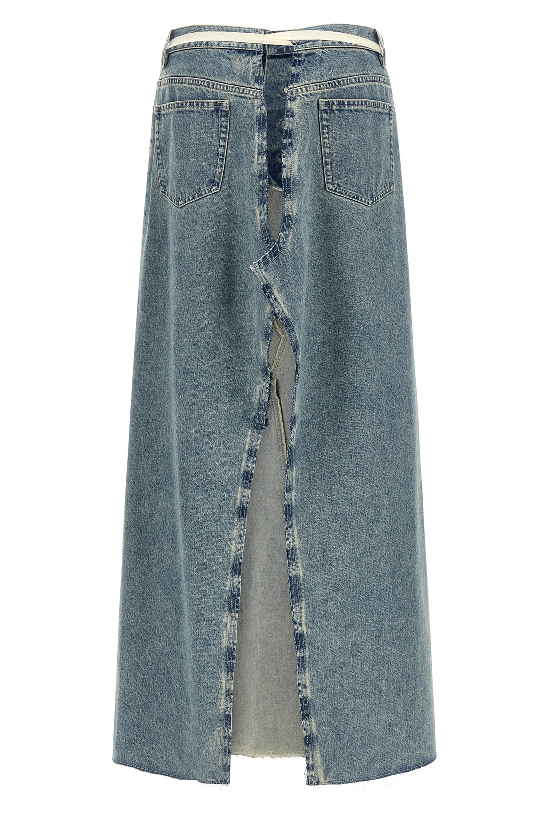 MAISON MARGIELA 40 long skirt in stone-washed cotton denim