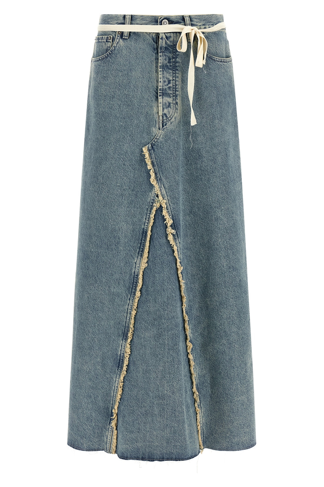 MAISON MARGIELA 40 long skirt in stone-washed cotton denim