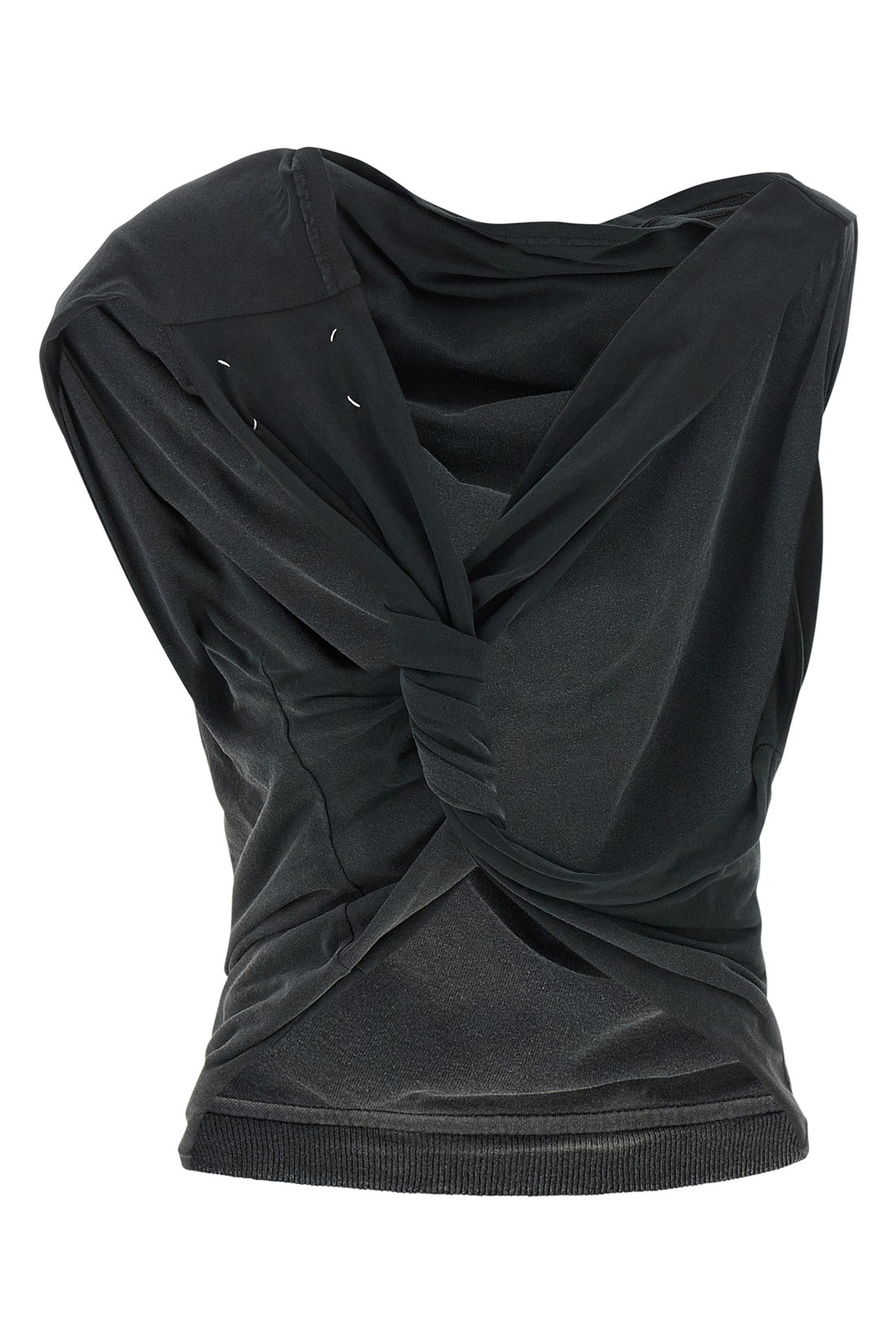 MAISON MARGIELA M maison margiela top redefines knitwear codes through an upside down trompe loei