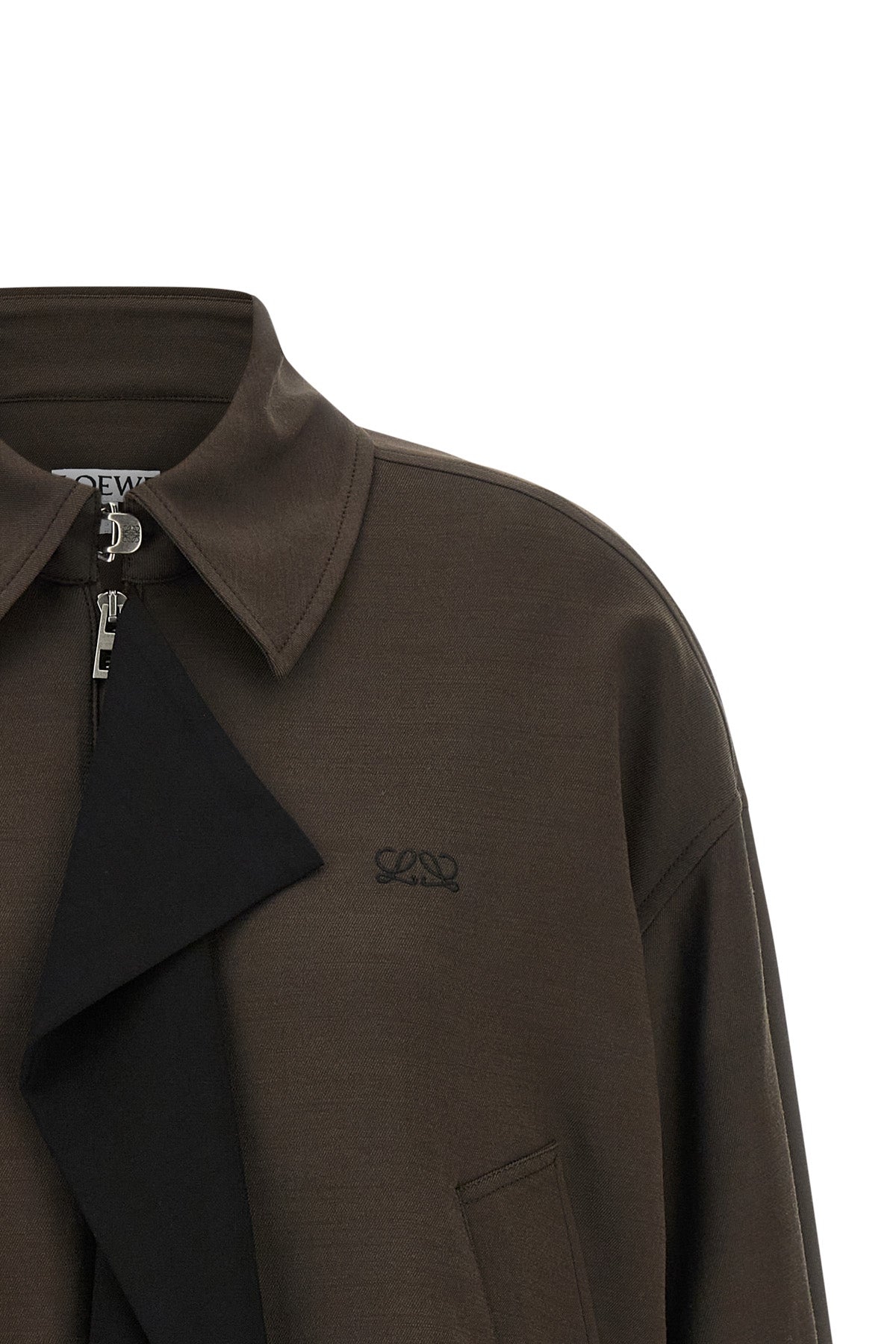 the loewe jacket in wool and viscose blend is distinguished by a balloon silhoue