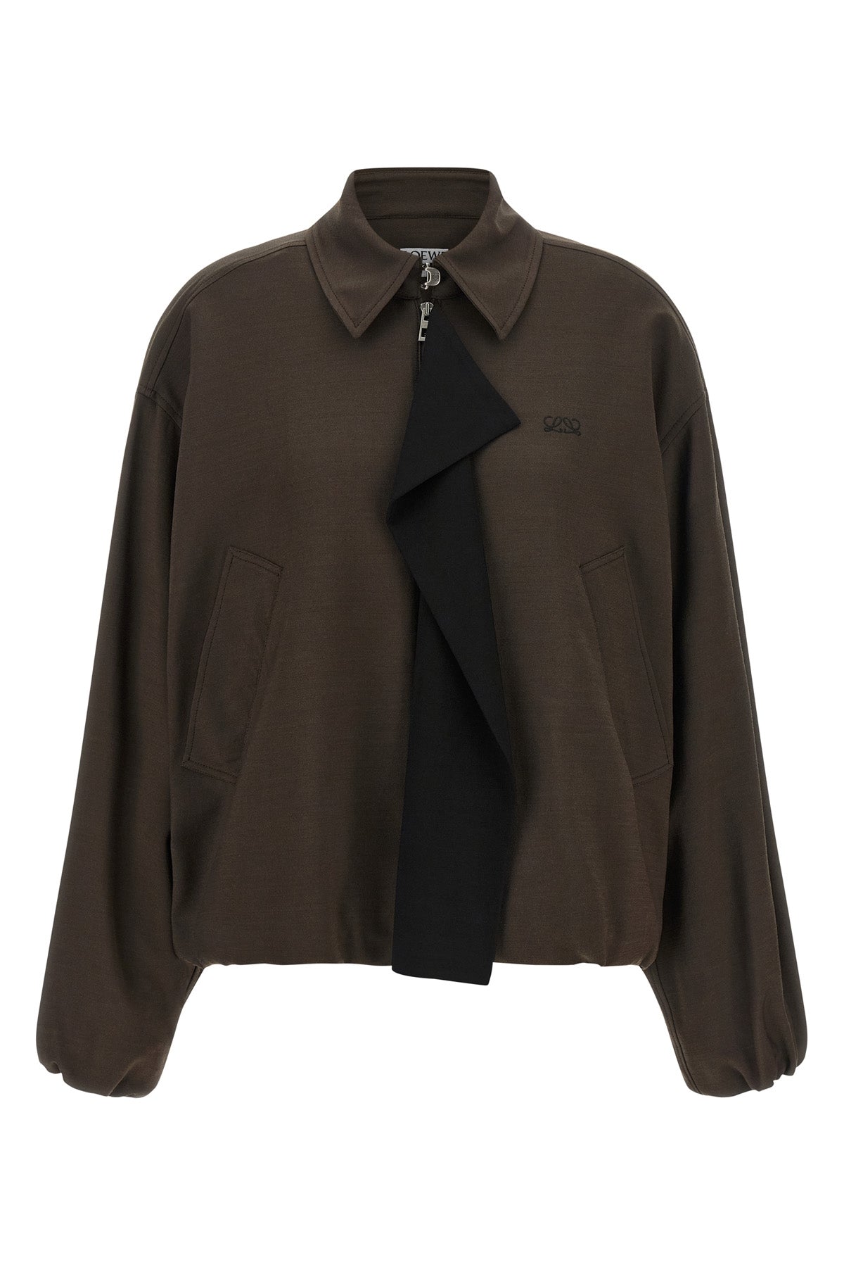 the loewe jacket in wool and viscose blend is distinguished by a balloon silhoue