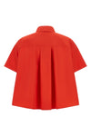 the loewe short-sleeved shirt redefines sartorial volumes through a trapeze silh