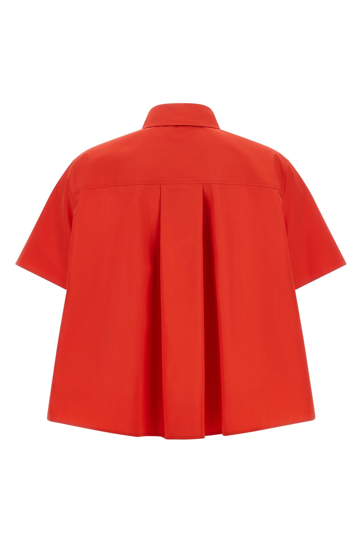 the loewe short-sleeved shirt redefines sartorial volumes through a trapeze silh