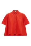 the loewe short-sleeved shirt redefines sartorial volumes through a trapeze silh
