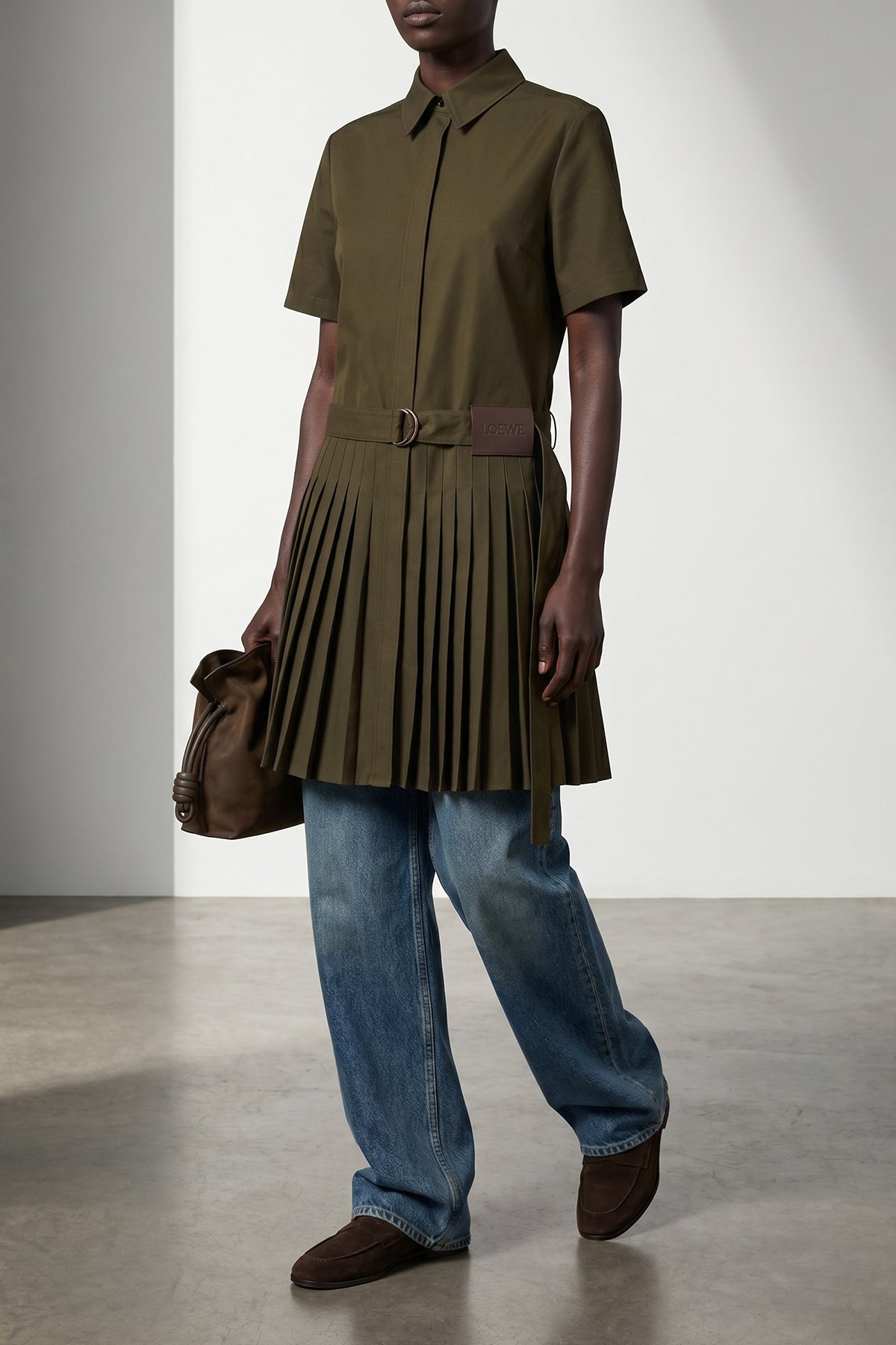 loewe mini dress Loewe Chemisier Mini Dress In Light Cotton Gabardine Blend