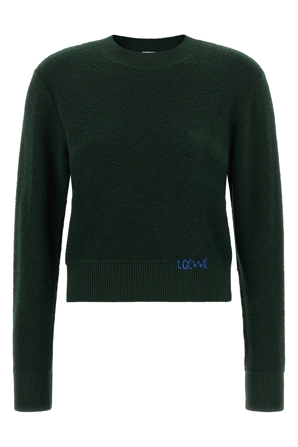 the loewe crewneck sweater defines the codes of contemporary knitwear through an