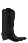 heel-less vintage-effect leather boots